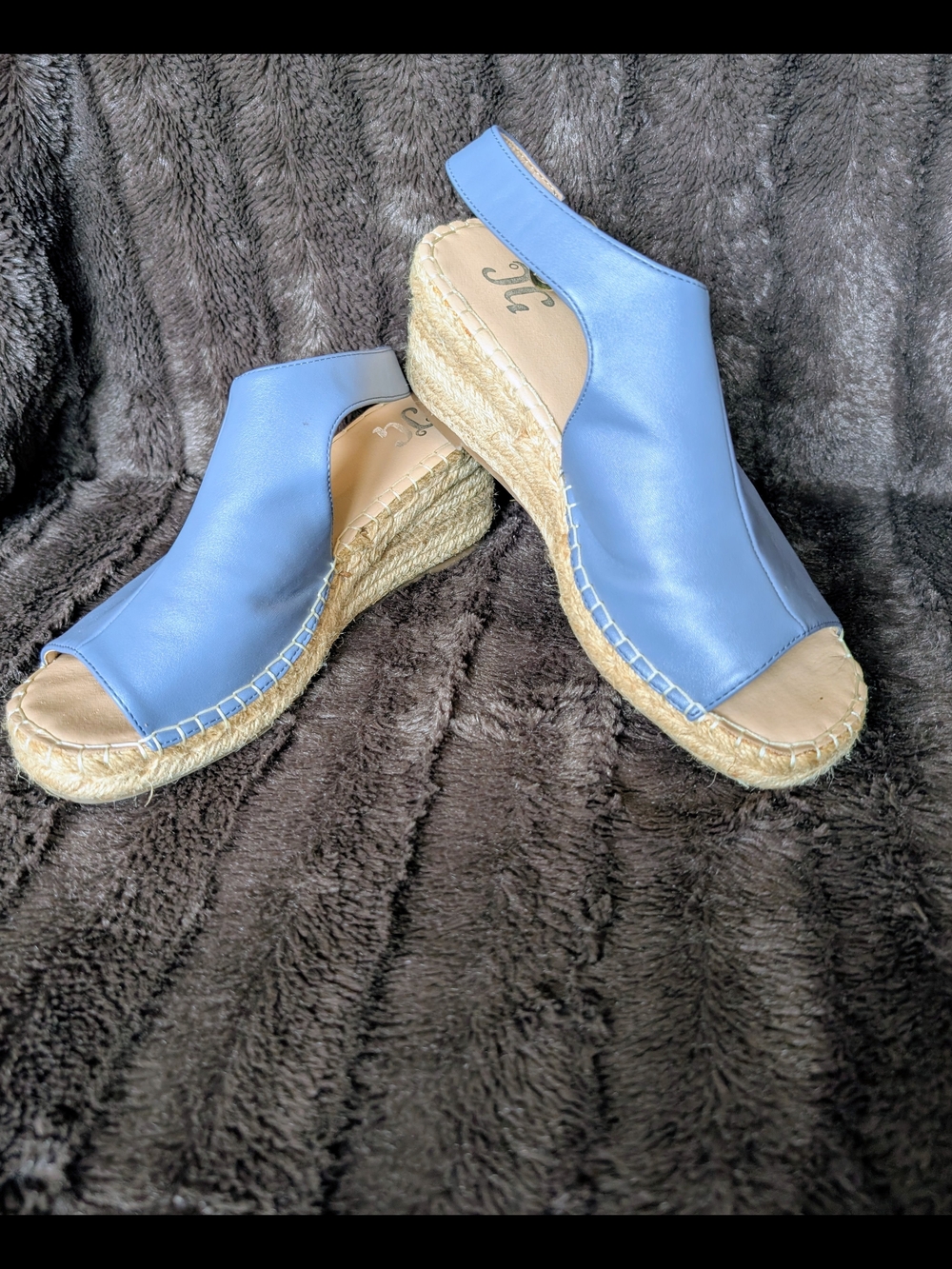 LC Lauren Conrad Light Blue Espadrille Wedge Sandals with Ankle Strap 8